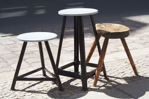 three wooden stools