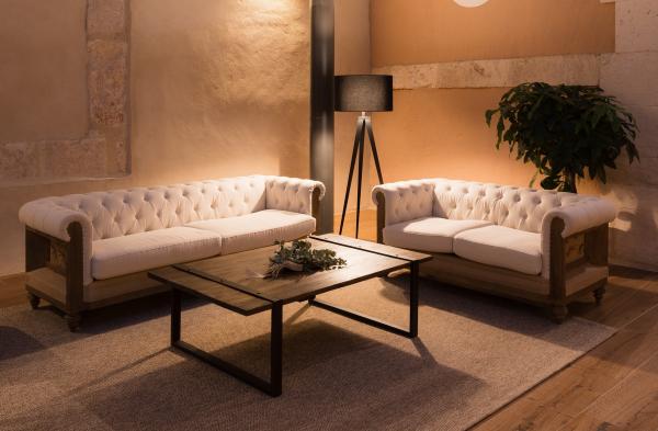 Large almond Montaigu chesterfield sofa