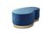 Miniature Blue velvet Bean two-seater pouf Clipped