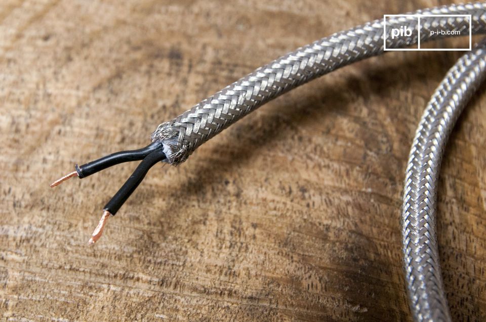 Metal braided cable.