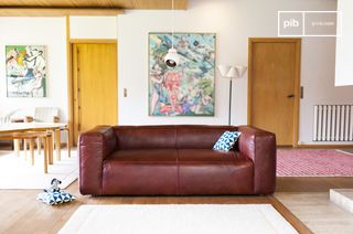 2-seater mahogany leather sofa Krieger