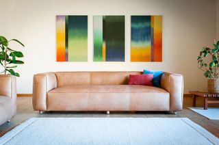 Camel leather 3-seater sofa Krieger