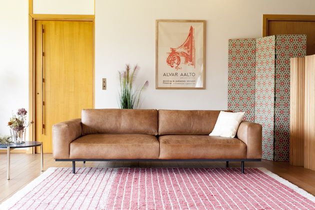 3-seater Havana leather sofa Almond