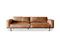 Miniature 3-seater Havana leather sofa Almond Clipped