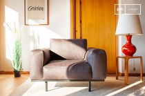 Almond grey leather armchair