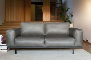 Almond grey leather sofa
