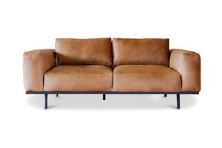 Almond sofa in brown leather