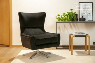 Anthracite velvet swivel chair Balmat