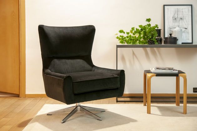 Anthracite velvet swivel armchair Balmat