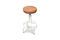 Miniature White leather workshop stool Lariboisiere Clipped
