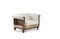 Miniature Ecru linen and cotton chesterfield armchair Montaigu Clipped