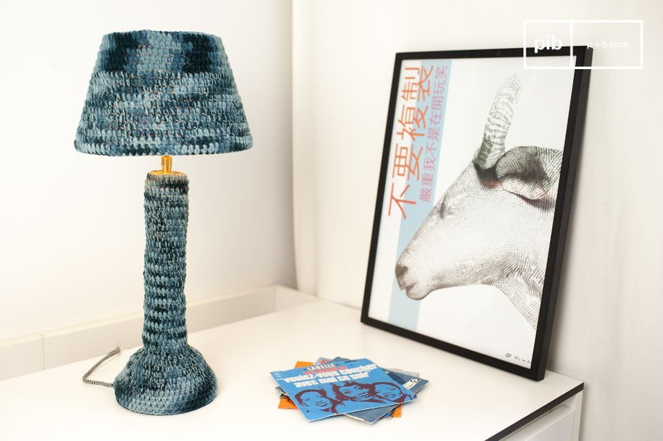 Beautiful blue textile lamp, full of softness.