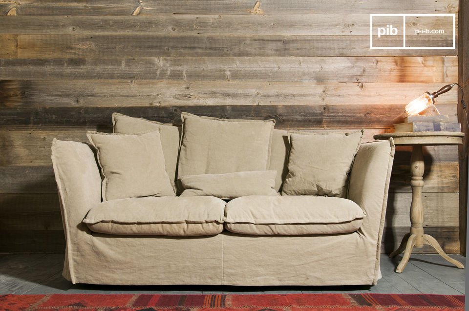 Nice comfortable beige sofa in linen.