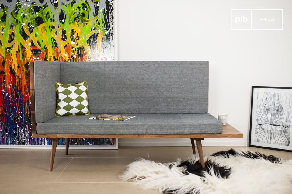 Beautiful grey sofa in a vintage Scandinavian style.