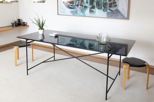 Table industrielle ajustable Silver Lake, fonte cuivrée