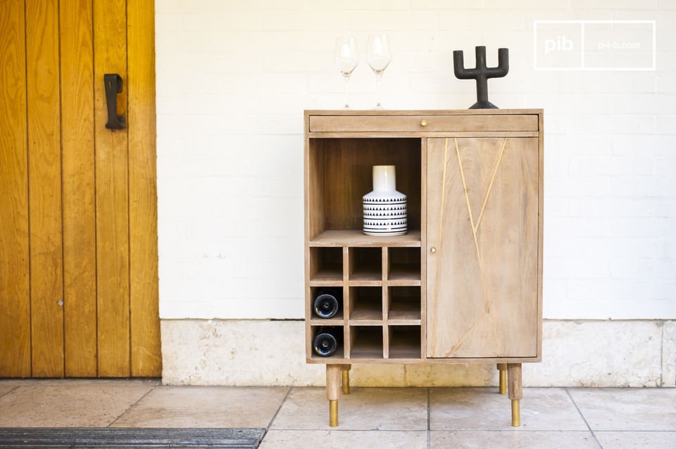 A magnificent light wooden wardrobe with golden touches.