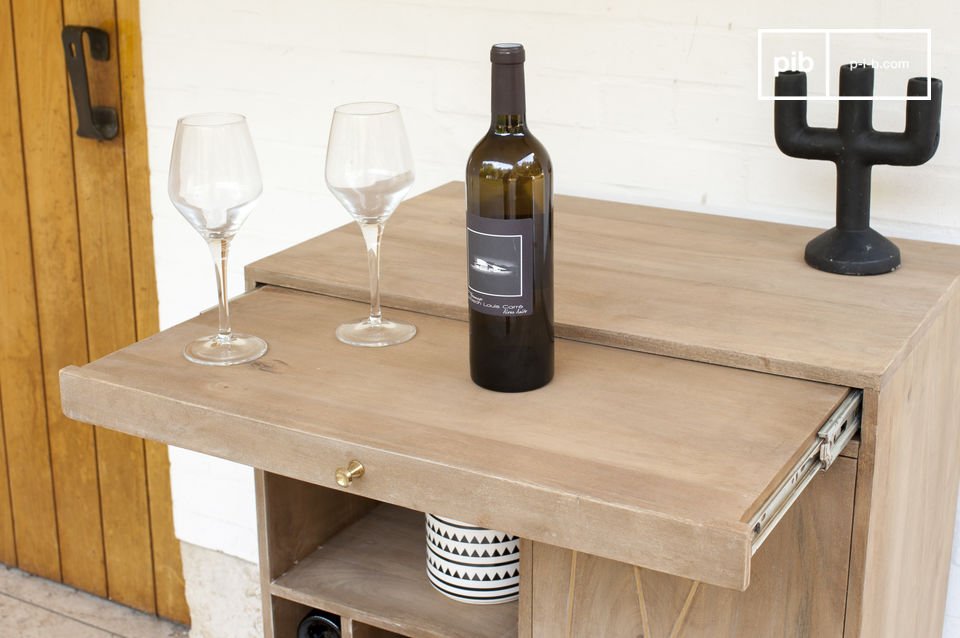 The sliding shelf can be used as a small standing table.