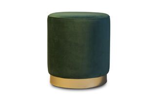 Brass and green velvet pouf Dallas