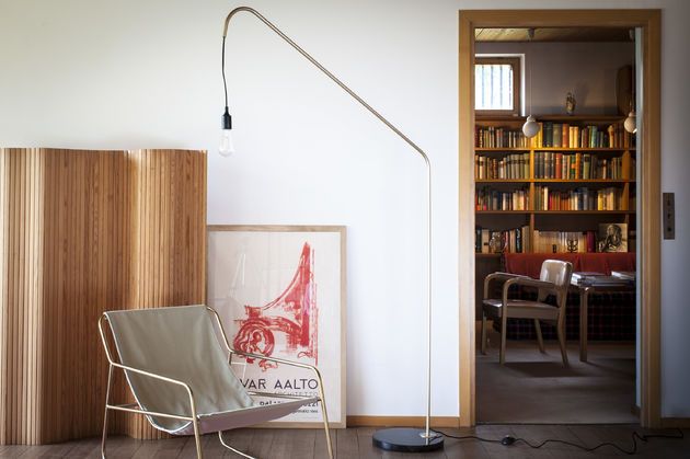 Metal and marble floor lamp Mogens