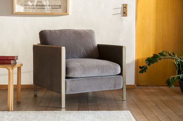 Gray velvet armchair Brompton