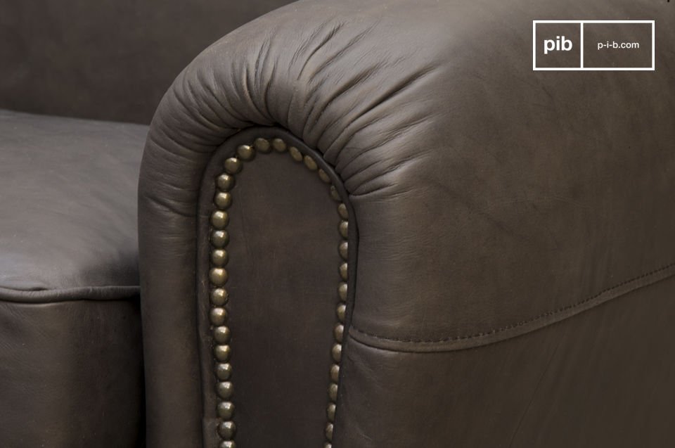 Brown Cigar club sofa Double club 100 grain leather pib