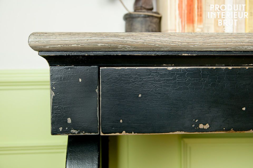 Distressed black oak and limewashed top