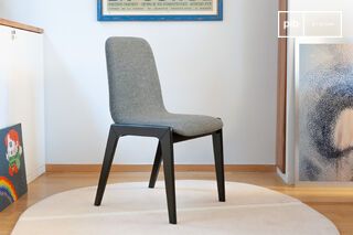Chair in black wood and salt and pepper fabric