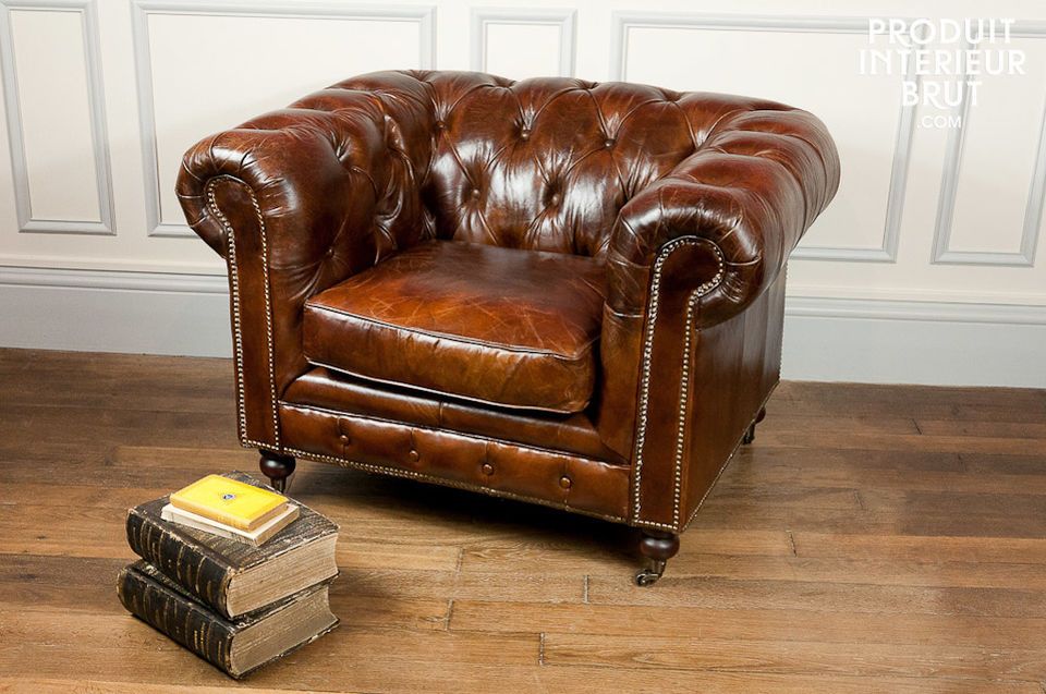 Aged leather Chesterfield