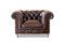 Miniature Brown leather chesterfield armchair Jahn Clipped