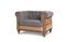 Miniature Gray linen and cotton Chesterfield armchair Montaigu Clipped