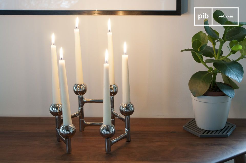 Chrome Candlestick Hexaball six candle holders pib