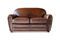 Miniature Fawn leather 2-seater club sofa English Coffee Clipped