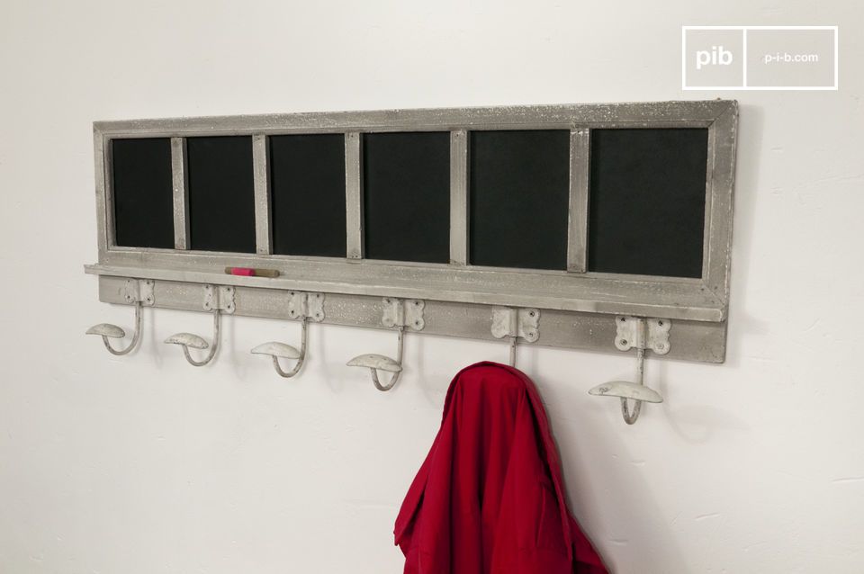 Original coat rack with small blackboards