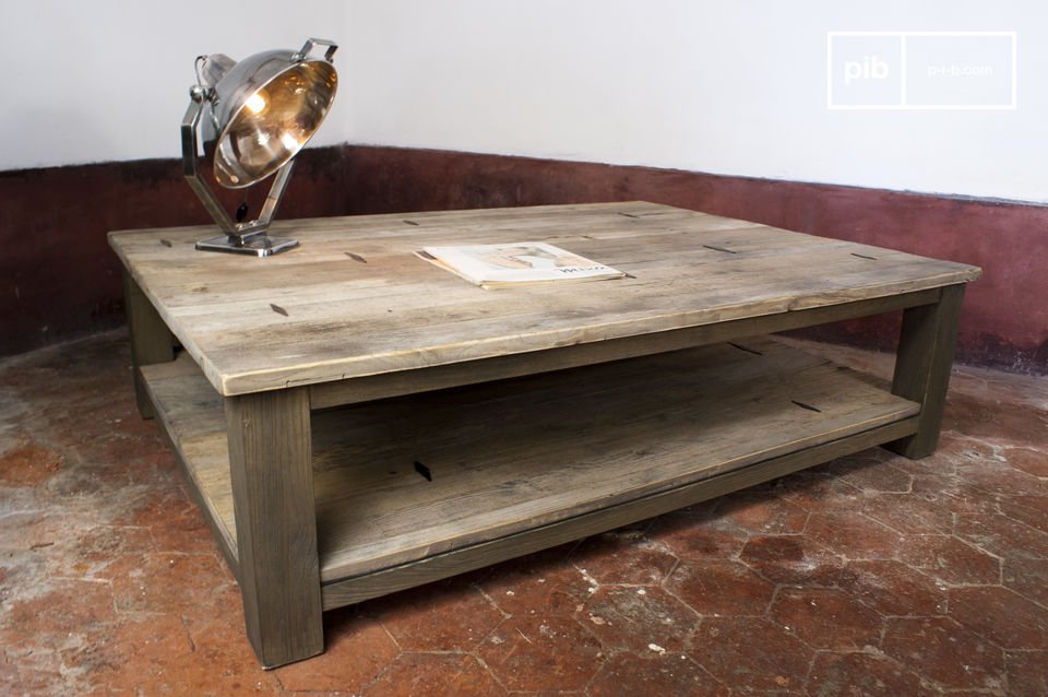 Antique elm planks, metallic diamonds, vintage soul.