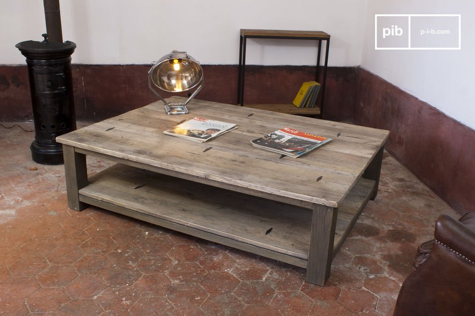 Coffee table in a unique style, antique elm wood.