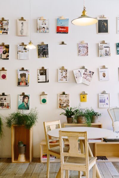 Creative wall decoration with hanging magazines