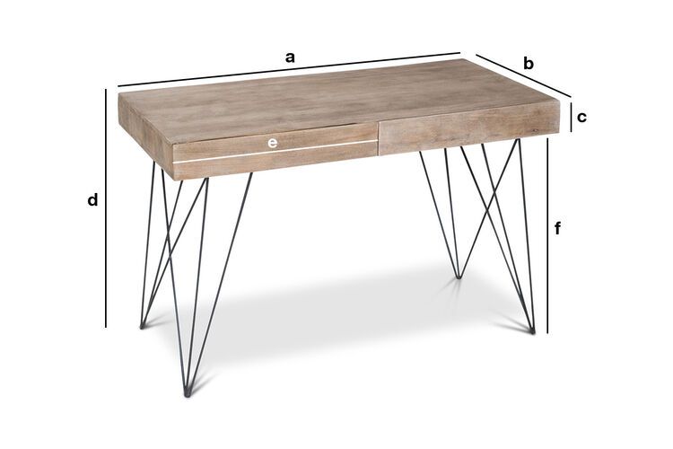 Desk Zurich solid wood and steel pib