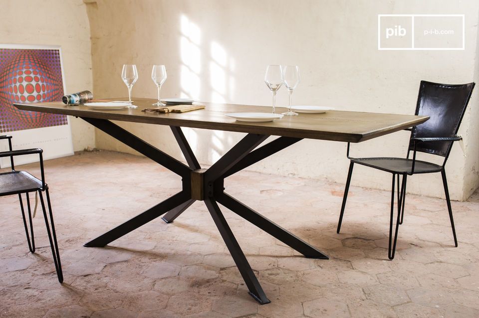 Beautiful table made of oak, covered with a nice thickness of brass.