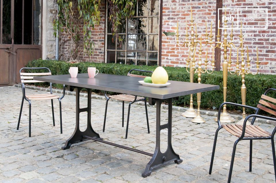 Beautiful metal table with an industrial look.