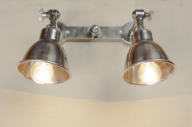 Double silver metal wall light Bistrot