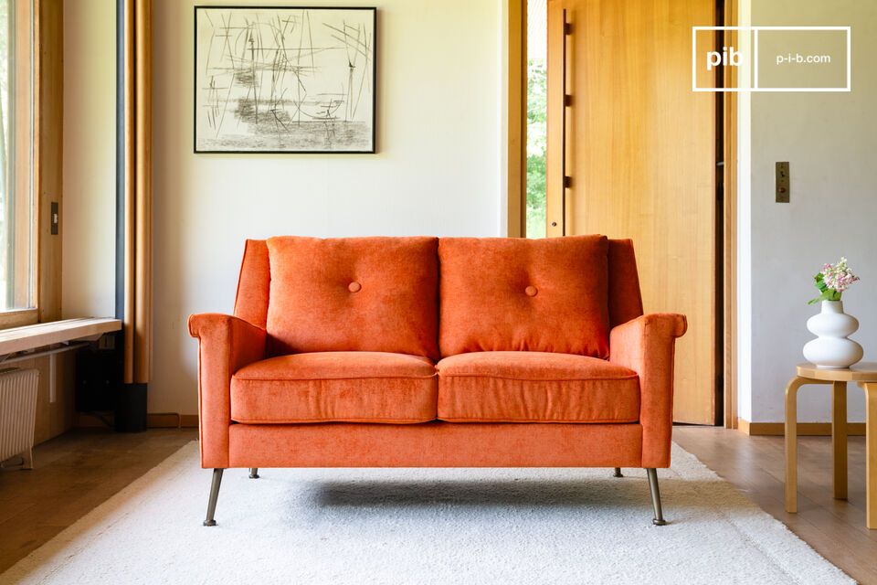 Orange velvet 2-seater sofa Elbrousse