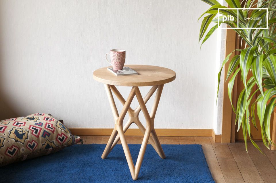 Small light wood shop side table