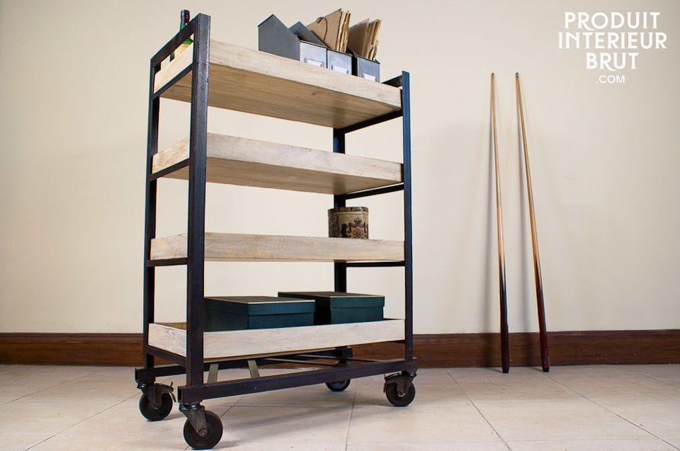 Four-shelf industrial storage cart