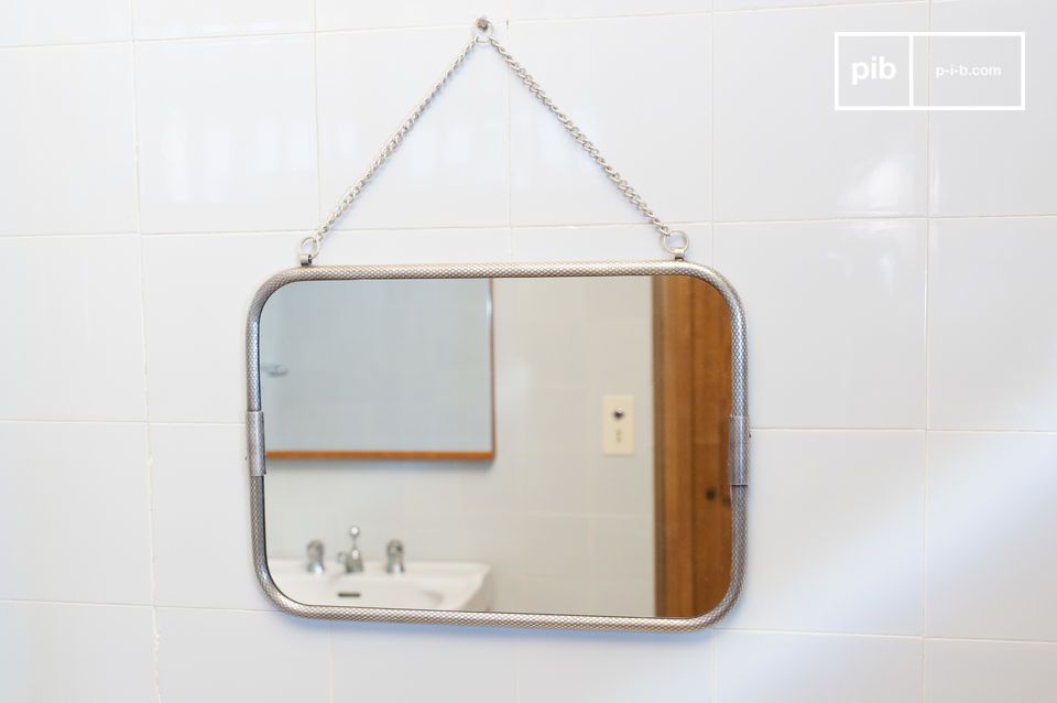 Retro style wall mirror with chain.