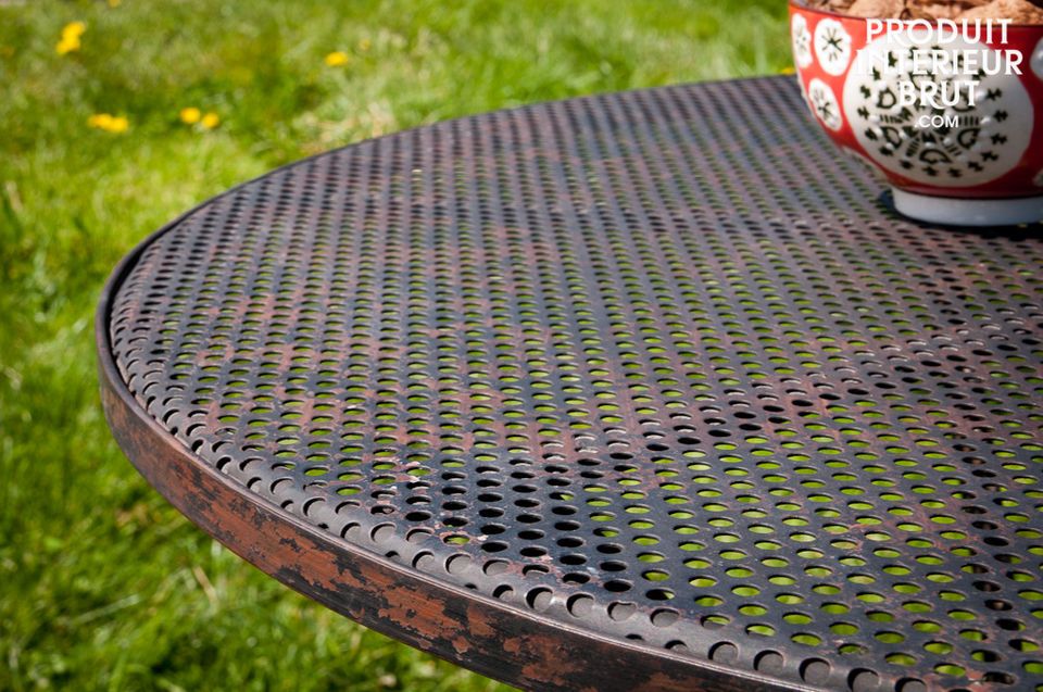 A distressed table for indoor or outdoor use