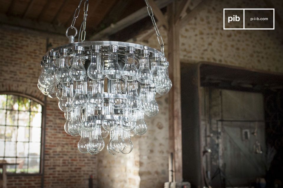 The chandelier displays a certain elegance.