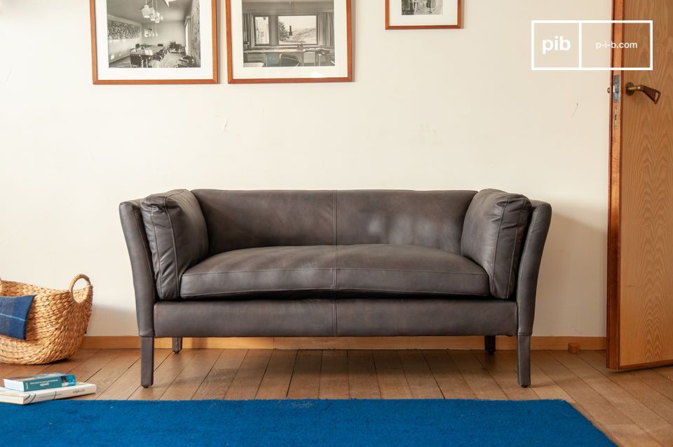 Grey top sales grain leather sofa