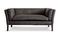 Miniature Grey leather 2-seater sofa Hamar Clipped