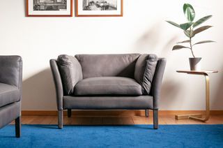 Hamar grey leather armchair