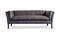 Miniature Grey leather 3-seater sofa Hamar Clipped